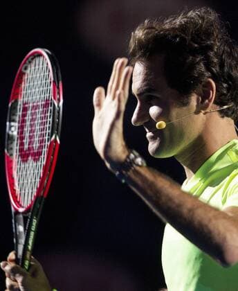 TENNIS - ATP Tennis Herren Australian Open 2015 MELBOURNE,AUSTRALIA,17.JAN.15 - TENNIS - ATP World Tours, Australian Open, preview, kids day exhibition. Image shows Roger Federer (SUI).