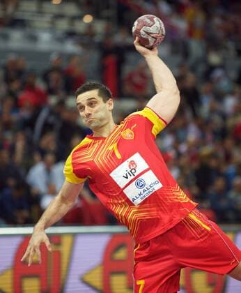 Handball Doha 16.01.2015 Weltmeisterschaften WM der Herren Männer Vorrunde Gruppe B Mazedonien (MKD) - Tunesien (TUN) LAZAROV Kiril (Mazedonien, No. 07)