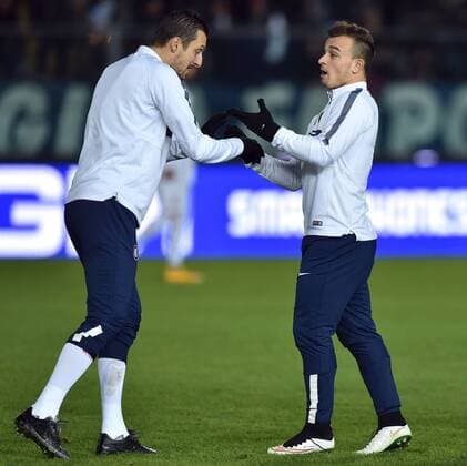 Zdravko Kuzmanovic, Xherdan Shaqiri Inter Empoli 17-01-2015 Stadio Carlo Castellani, Football Calcio Serie A FC Empoli vs Inter Mailand andreaxstaccioli