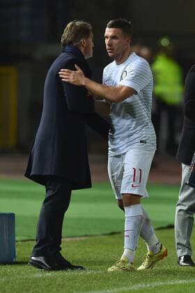 Roberto Mancini, Lukas Podolski Inter Empoli 17-01-2015 Stadio Carlo Castellani, Football Calcio Serie A FC Empoli vs Inter Mailand andreaxstaccioli