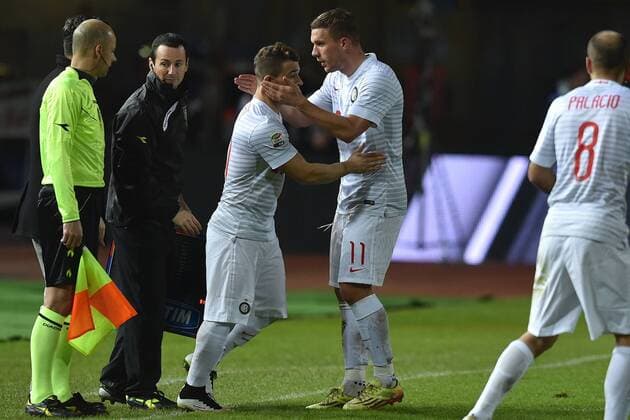 Xherdan Shaqiri, Lukas Podolski Inter Empoli 17-01-2015 Stadio Carlo Castellani, Football Calcio Serie A FC Empoli vs Inter Mailand andreaxstaccioli