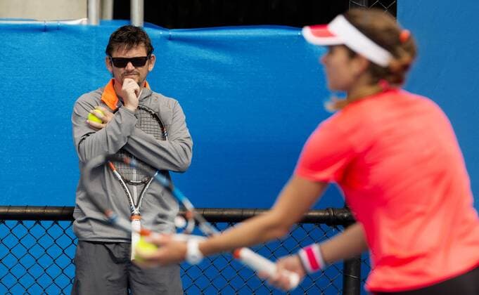 TENNIS - WTA Tennis Damen Australian Open 2015 MELBOURNE,AUSTRALIA,18.JAN.15 - TENNIS - WTA Tour, Grand Slam, Australian Open, training. Image shows Sascha Nensel und Julia Goerges (GER).