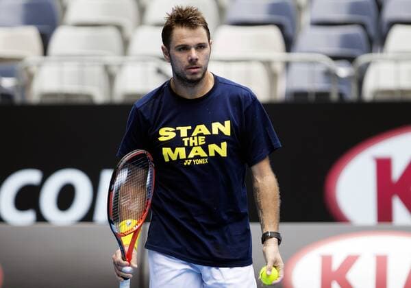 TENNIS - ATP Tennis Herren Australian Open 2015 MELBOURNE,AUSTRALIA,18.JAN.15 - TENNIS - ATP World Tour, Grand Slam, Australian Open, training. Image shows Stanislas Wawrinka (SUI).