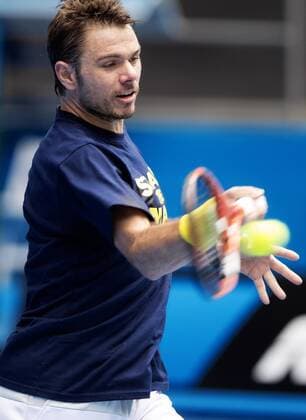 TENNIS - ATP Tennis Herren Australian Open 2015 MELBOURNE,AUSTRALIA,18.JAN.15 - TENNIS - ATP World Tour, Grand Slam, Australian Open, training. Image shows Stanislas Wawrinka (SUI).