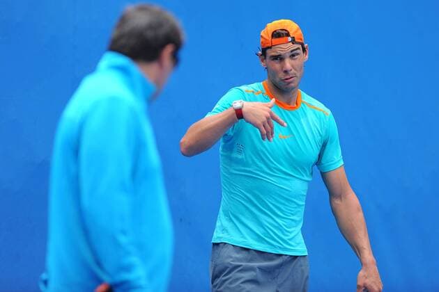 Rafael Nadal (ESP) Toni Nadal (ESP) TENNIS : Open d Australie - Melbourne - 18 01 2015 TennisMagazine Panoramlc 
