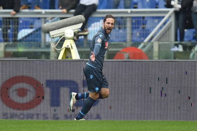 Special Fußball, Italien, Serie A, Lazio Rom - SSC Neapel - Gonzalo Higuain Napoli 0-1 Goal celebration Roma 18-01-2015 Stadio Olimpico, Football Calcio Serie A Lazio Rom vs SSC Neapel andreaxstaccioli
