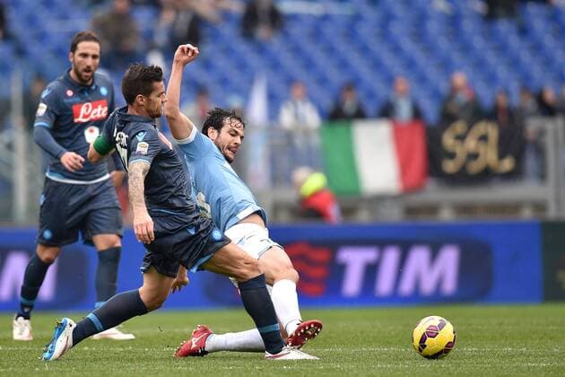 Aktuell Fußball, Italien, Serie A, Lazio Rom - SSC Neapel Christian Maggio Napoli, Marco Parolo Lazio Roma 18-01-2015 Stadio Olimpico, Football Calcio Serie A Lazio Rom vs SSC Neapel andreaxstaccioli