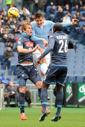 Miroslav Klose Lazio, Ivan Strinic Napoli. Roma 18-01-2015 Stadio Olimpico. Football Calcio 2014 2015 Serie A. Lazio Rom vs SSC Neapel AntoniettaxBaldassarre