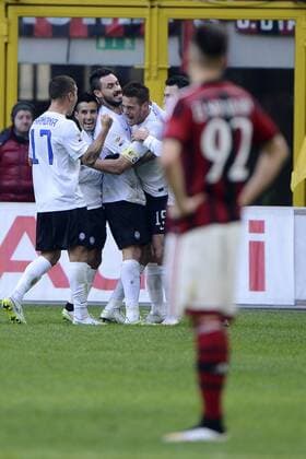 German Denis Atalanta 0-1. Celebration goal - Mailand, Italien - Fussball, Serie A - AC Mailand vs. Atalanta Bergamo - giuseppexceleste