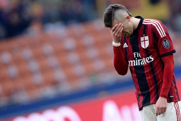 Enttäuschung Jeremy Menez Milan - Mailand, Italien - Fussball, Serie A - AC Mailand vs. Atalanta Bergamo - giuseppexceleste