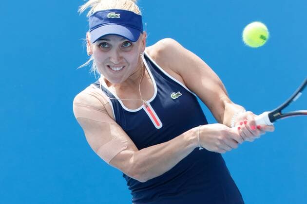 January 19, 2015: Elena Vesnina (RUS) in action in a 1st round match on day one of the 2015 Australian Open grand slam tennis tournament at Melbourne Park in Melbourne, Australia. SydneyTennis 2015: Australian Open JAN 19 - ZUMAc04_