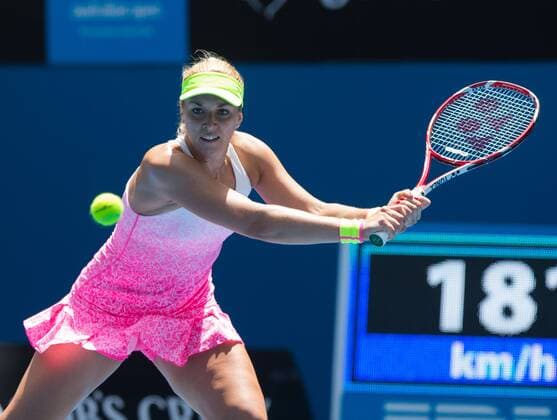 Australian Open 2015, Melbourne Park,ITF Grand Slam Tennis Tournament, Australian Open 2015, Melbourne Park,ITF Grand Slam Tennis Tournament, Sabine Lisicki (GER)Aktion,Einzelbild,Halbkoerper,Querformat