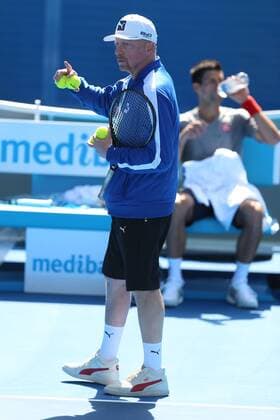 Boris Becker, GER (coach of NovakDjokovic, SRB), during practice at 2015 Australian Open in Melbourne, 18 01 2015; -