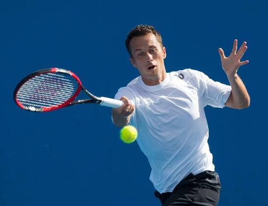 Australian Open 2015, Melbourne Park,ITF Grand Slam Tennis Tournament, Australian Open 2015, Melbourne Park,ITF Grand Slam Tennis Tournament, Philipp Kohlschreiber (GER) Aktion,Einzelbild,