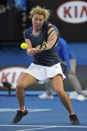 19.01.2015 Australian Open Tennis from Melbourne Park. Anna-Lena Friedsam of Germany returns a shot in her match on day one of the 2015 Australian Open at Melbourne Park, Melbourne, Australia. xEssixLimx  ActionPlus11590830