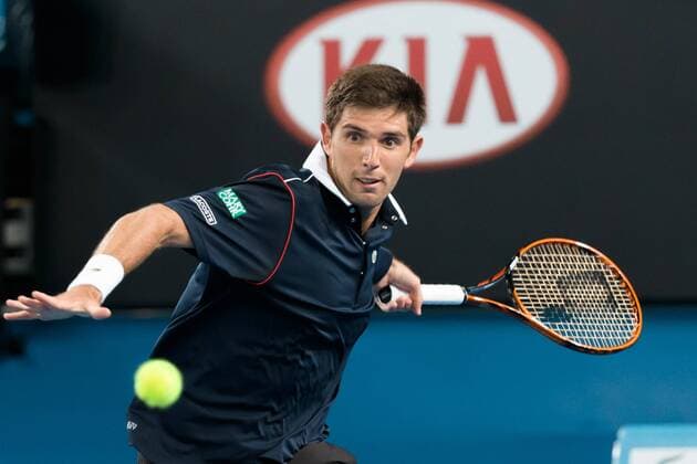 January 19, 2015: Federico Delbonis (ARG) in action in a 1st round match on day one of the 2015 Australian Open grand slam tennis tournament at Melbourne Park in Melbourne, Australia. SydneyTennis 2015: Australian Open JAN 19 - ZUMAc04_