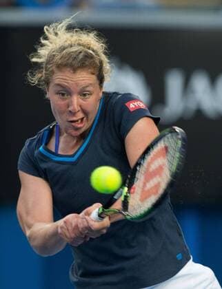 Australian Open 2015, Melbourne Park,ITF Grand Slam Tennis Tournament, Anna-Lena Friedsam (GER),Aktion,Einzelbild, Halbkoerper,Hochformat