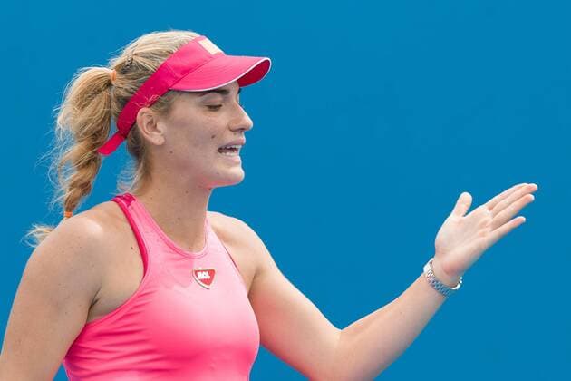 January 20, 2015: Timea Babos (HUN) in action in a 1st round match on day two of the 2015 Australian Open grand slam tennis tournament at Melbourne Park in Melbourne, Australia. Tennis 2015: Australian Open JAN 20 - ZUMAc04_