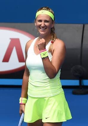 Jan. 20, 2015 - Melbourne, VICTORIA, AUSTRALIA - Belarus Victoria Azarenka reacts after winning her match on day 2 of the Australian Open tennis on Hisense Arena in Melbourne, Australia. Tennis 2015 - - ZUMAk106