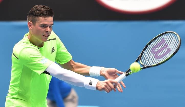 Jan. 20, 2015 - Melbourne, VICTORIA, AUSTRALIA - Canada s Milos Raonic in action against on day 2 of the Australian Open tennis on Hisense Arena in Melbourne, Australia. Tennis 2015 - - ZUMAk106