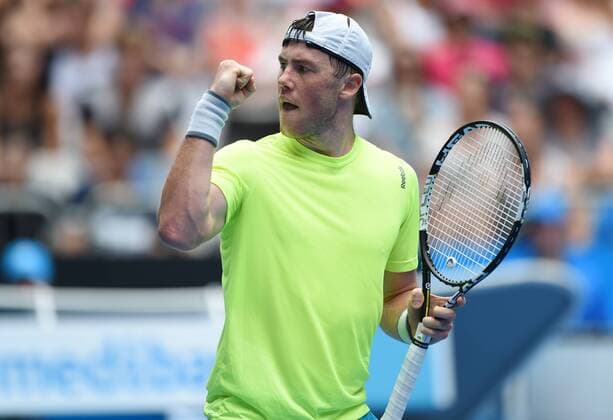 Jan. 20, 2015 - Melbourne, VICTORIA, AUSTRALIA - Ukraine s Illya Marchenko reacts after winning a point in his match on day 2 of the Australian Open tennis on Hisense Arena in Melbourne, Australia. Tennis 2015 - - ZUMAk106
