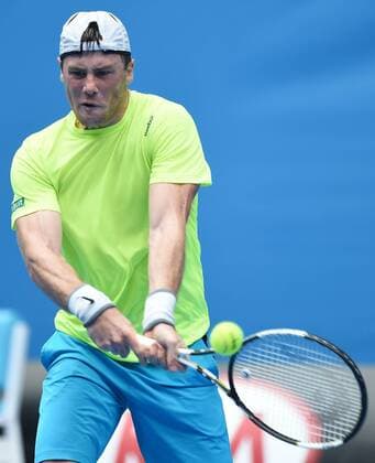Jan. 20, 2015 - Melbourne, VICTORIA, AUSTRALIA - Ukraine s Illya Marchenko in action on day 2 of the Australian Open tennis on Hisense Arena in Melbourne, Australia. Tennis 2015 - - ZUMAk106