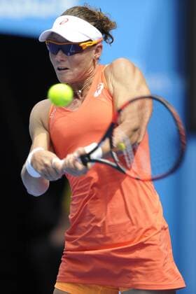 20.01.2015 Australian Open Tennis from Melbourne Park. Samantha Stosur of Australia returns a shot in her match on day two of the 2015 Australian Open at Melbourne Park, Melbourne, Australia. xEssixLimx  ActionPlus11590965