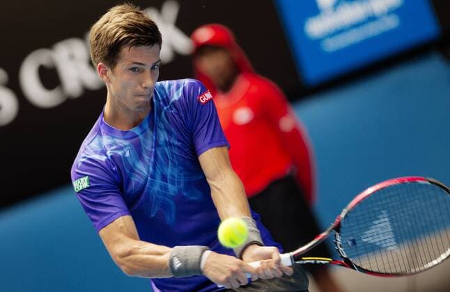 TENNIS - ATP Tennis Herren Australian Open 2015 MELBOURNE,AUSTRALIA,20.JAN.15 - TENNIS - ATP World Tour, Grand Slam, Australian Open. Image shows Aljaz Bedene (SLO).