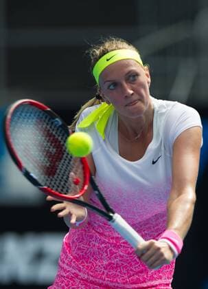 (150120) -- MELBOURNE, Jan. 20, 2015 -- Petra Kvitova of the Czech Republic returns the ball during her women s singles first round match at the Australian Open tournament in Melbourne, Australia, Jan. 20, 2015. BaixXue 