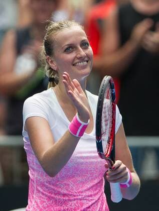 (150120) -- MELBOURNE, Jan. 20, 2015 -- Petra Kvitova of the Czech Republic celebrates after winning her women s singles first round match at the Australian Open tournament in Melbourne, Australia, Jan. 20, 2015. BaixXue 