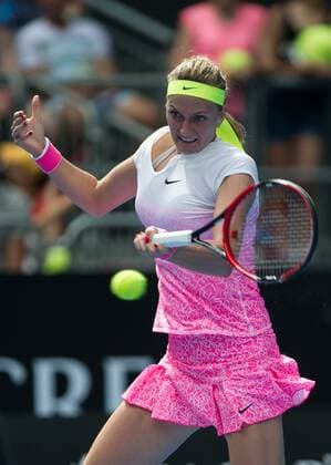 (150120) -- MELBOURNE, Jan. 20, 2015 -- Petra Kvitova of the Czech Republic returns the ball during her women s singles first round match at the Australian Open tournament in Melbourne, Australia, Jan. 20, 2015. BaixXue 