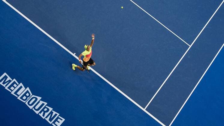 (150120) -- MELBOURNE, Jan. 20, 2015 -- Zhang Ze of China serves the ball during the men s singles first round match at the Australian Open tournament in Melbourne, Australia, Jan. 20, 2015. BaixXue 
