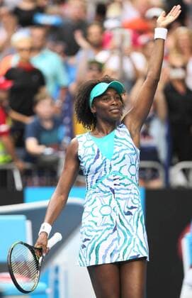 (150120) -- MELBOURNE, Jan. 20, 2015 -- Venus Williams of the United States reacts after her women s singles first round match at the Australian Open tournament in Melbourne, Australia, Jan. 20, 2015. JinxLinpeng 