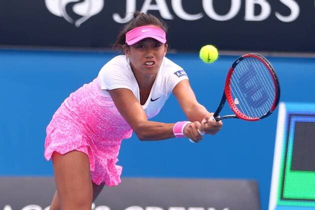 Zhang Shuai of China prepares in the women s singles first round match of the 2015 Australian Open tennis tournament in Melbourne, Victoria, Australia, 20 January 2015.  20150120_60750
