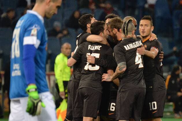 Aktuell Fußball, Italien, Coppa Italia, AS Rom - FC Empoli Torjubel Juan Manuel Iturbe Roma Goal celebration AS Rom - FC Empoli Coppa Italia andreaxstaccioli