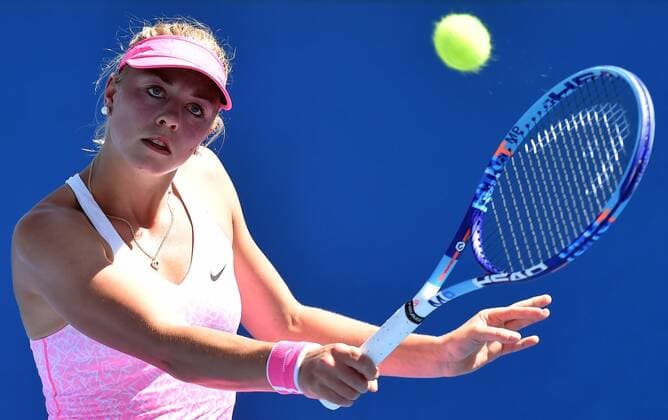 Jan. 21, 2015 - Melbourne, VICTORIA, AUSTRALIA - Germany s Carina Witthoert in action during her match on day 3 of the Australian Open tennis on Show Court 6 in Melbourne, Australia. Tennis 2015 - Australian Open - Day 3 - ZUMAk106