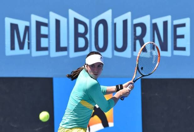 Jan. 21, 2015 - Melbourne, VICTORIA, AUSTRALIA - United States Christina McHale in action during her match on day 3 of the Australian Open tennis on Show Court 6 in Melbourne, Australia. Tennis 2015 - Australian Open - Day 3 - ZUMAk106