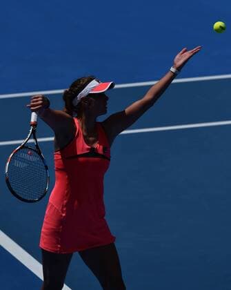 Jan. 21, 2015 - Melbourne, VICTORIA, AUSTRALIA - Germany s Julia Goerges in action during her match on day 3 of the Australian Open tennis on Show Court 3 in Melbourne, Australia. Tennis 2015 - Australian Open - Day 3 - ZUMAk106