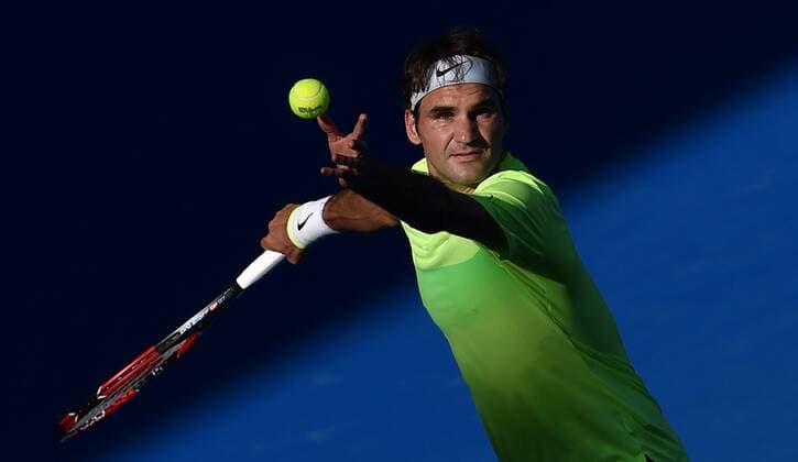 Jan. 21, 2015 - Melbourne, VICTORIA, AUSTRALIA - Switzerland s Roger Federer in action during his match on day 3 of the Australian Open tennis on RodLaver Arena in Melbourne, Australia. Tennis 2015 - Australian Open - Day 3 - ZUMAk106