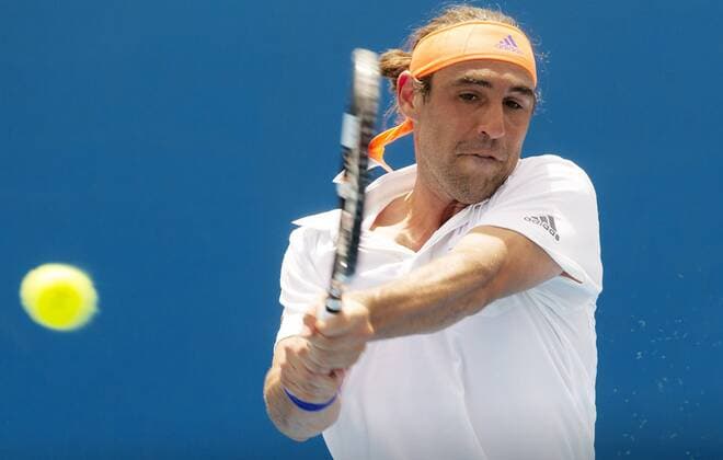 TENNIS - ATP Tennis Herren Australian Open 2015 MELBOURNE,AUSTRALIA,21.JAN.15 - TENNIS - ATP World Tour, Grand Slam, Australian Open. Image shows Marcos Baghdatis (CYP).