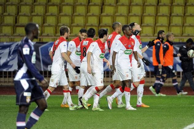 Aktuell Fußball, Frankreich, Coupe de France, AS Mpnaco - Evian Thonon Gaillard EQUIPE DE FOOTBALL DE MONACO - LUCAS OCAMPOS (ASM) - Yannick FERREIRA CARRASCO (ASM) - Elderson ECHIEJILE (ASM) - ATTITUDE - JOIE FOOTBALL : AS Monaco FC - FC Evian Thonon Gaillard TG - Coupe de France - 21 01 2015 FEPx 