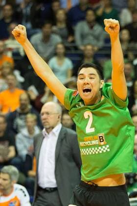 21.01.2015, xfrx, Volleyball Champions League, BR Volleys Berlin - Budvanska Rivijera Budva, v.l. Erik Shoji (Berlin Recycling)
