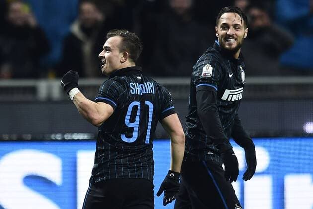 Aktuell Fußball, Italien, Coppa Italia, Inter Mailand - Sampdoria Genua Mailand, Inter Mailand - Sampdoria Genua Coppa Italia Torjubel Xherdan Shaqiri 