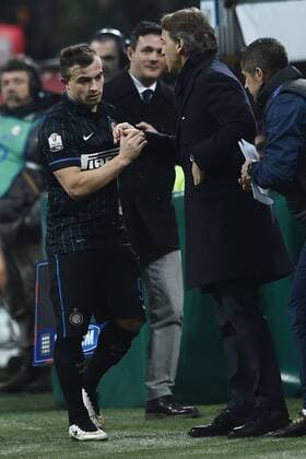 Aktuell Fußball, Italien, Coppa Italia, Inter Mailand - Sampdoria Genua Mailand, Inter Mailand - Sampdoria Genua Coppa Italia Xherdan Shaqiri-Roberto Mancini 
