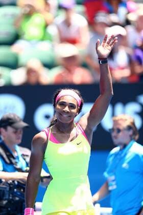 Serena Williams of the United States waves in their women s singles second round match of the 2015 Australian Open tennis tournament in Melbourne, Australia, 22 January 2015.  20150122_27307