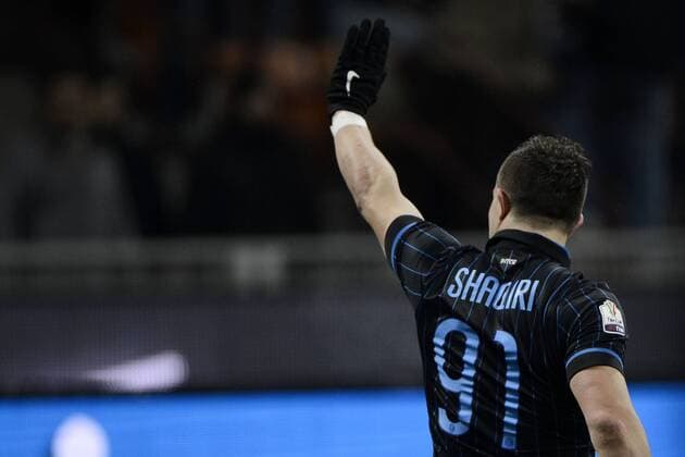Torjubel di Xherdan Shaqiri Inter 1-0. Celebration goal Inter Mailand - Sampdoria Genua Coppa Italia giuseppexceleste