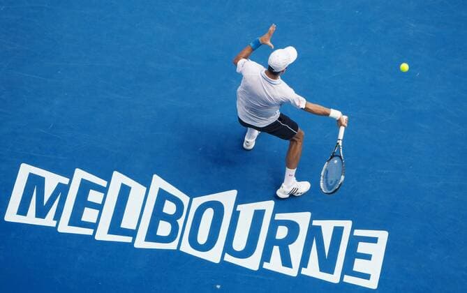 TENNIS - ATP Tennis Herren Australian Open 2015 MELBOURNE,AUSTRALIA,22.JAN.15 - TENNIS - ATP World Tour, Grand Slam, Australian Open. Image shows Novak Djokovic (SRB).