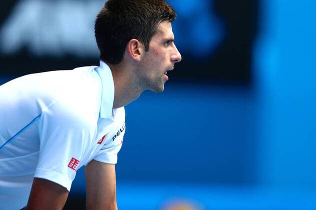 Novak Djokovic of Serbia prepares to return a shot in their men s singles second round match of the 2015 Australian Open tennis tournament in Melbourne, Australia, 22 January 2015.  20150122_63409