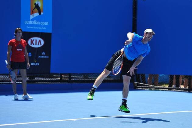 Andy Murray (GBR) Amelie Mauresmo (FRA) TENNIS : Open d Australie - Melbourne - 22 01 2015 TennisMagazine Panoramlc 
