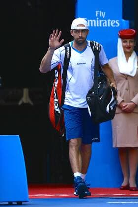 MELBOURNE, AUSTRALIA - JANUARY 22: Benjamin Becker of Germany enters the court in his match during day four of the 2015 Australian Open at Melbourne Park on January 22, 2015 in Melbourne, Australia.  CFP462156415 